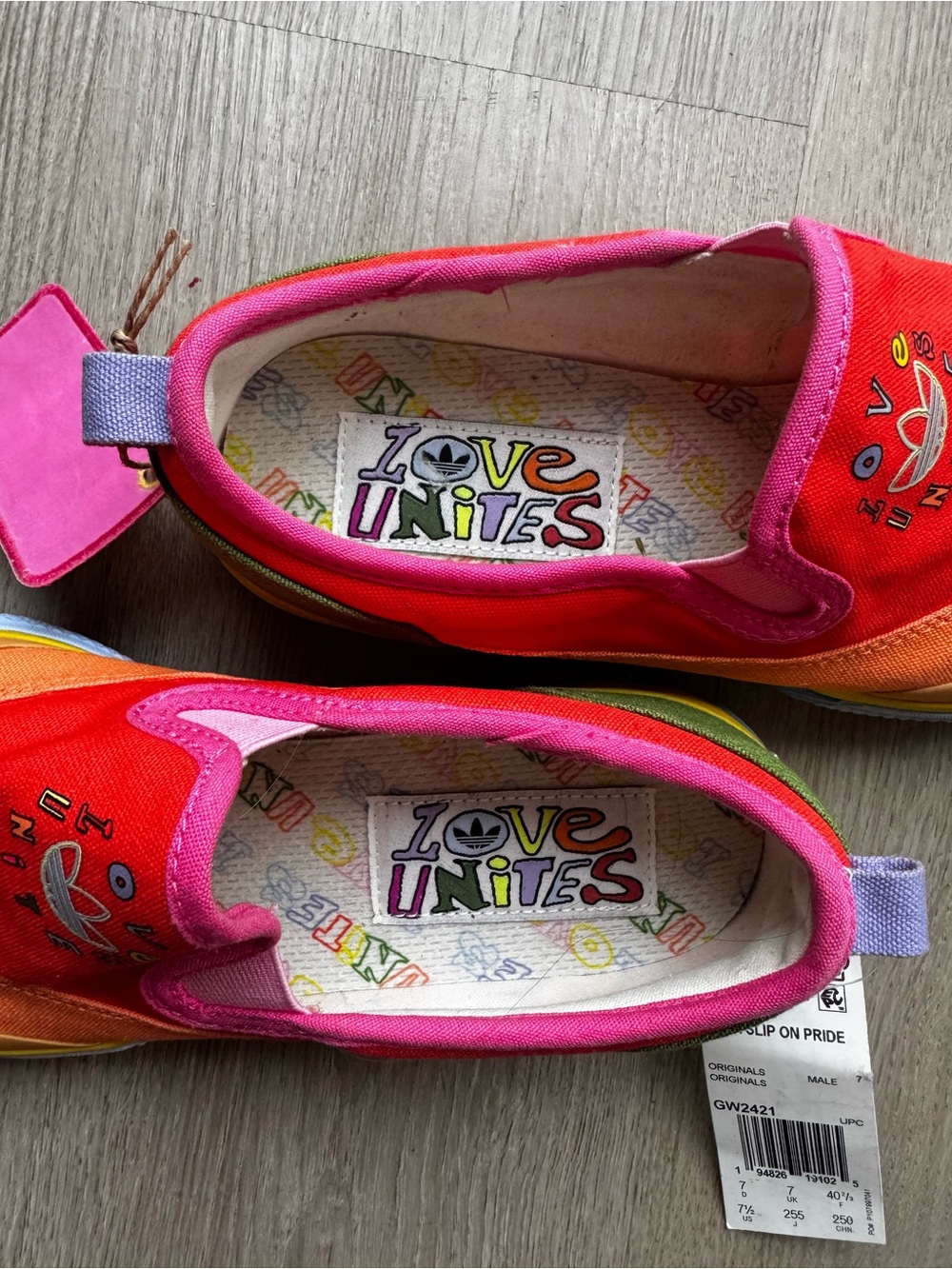 adidas Multicolor Slip-On Sneakers in Red, Orange, Pink and Yellow - Picture 3 of 13